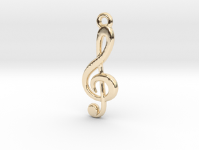 Treble Clef Pendant in 14k Gold Plated Brass