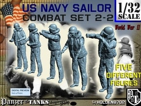 1-32 US Navy Sailors Combat SET 2-2 in Smooth Fine Detail Plastic