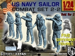 1-24 US Navy Sailors Combat SET 2-2 in White Natural Versatile Plastic