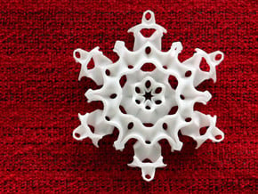 Gyroid Snowflake Ornament 1 in White Processed Versatile Plastic
