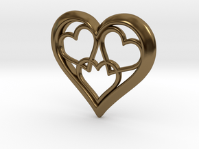 3 in 1 Hearts Pendant in Polished Bronze