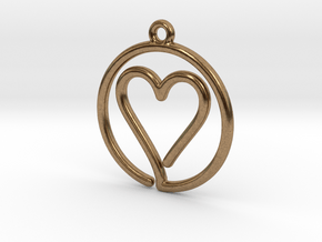 Heart Card Game continuous line Pendant in Natural Brass