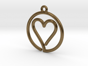 Heart Card Game continuous line Pendant in Natural Bronze