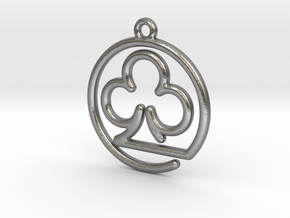 Club Card Game continuous line Pendant in Natural Silver