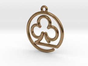 Club Card Game continuous line Pendant in Natural Brass