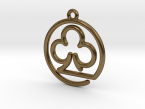Club Card Game continuous line Pendant in Natural Bronze