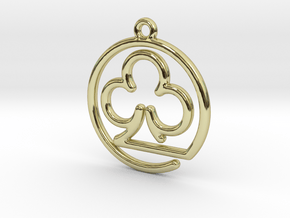 Club Card Game continuous line Pendant in 18k Gold Plated Brass