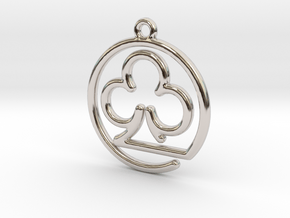 Club Card Game continuous line Pendant in Rhodium Plated Brass