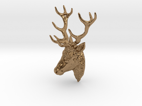 Deer head pendant in Natural Brass