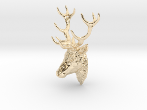 Deer head pendant in 14k Gold Plated Brass