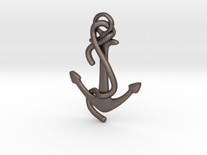 Anchor Earring in Polished Bronzed Silver Steel: Medium