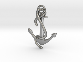 Anchor Earring in Natural Silver: Medium