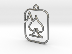 The ace of spades continuous line pendant in Natural Silver