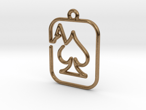 The ace of spades continuous line pendant in Natural Brass