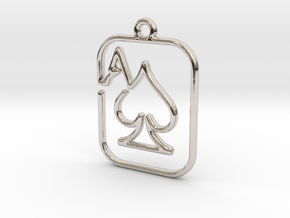 The ace of spades continuous line pendant in Rhodium Plated Brass