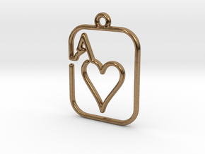 The Ace of Heart continuous line pendant in Natural Brass