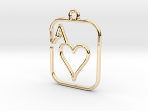 The Ace of Heart continuous line pendant in 14K Yellow Gold
