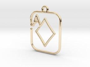 The Ace of Diamond continuous line pendant in 14K Yellow Gold