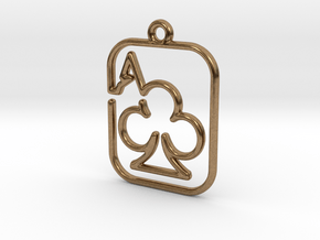 The Ace of Club continuous line pendant in Natural Brass