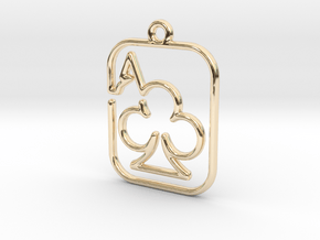 The Ace of Club continuous line pendant in 14K Yellow Gold
