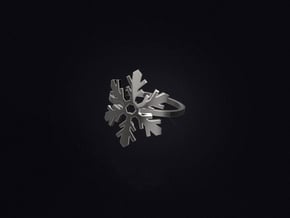 Snowflake Ring 02 in Polished Bronzed Silver Steel