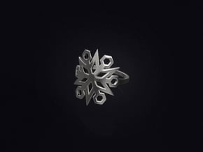 Snowflake Ring 03 in Polished Bronzed Silver Steel