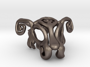 Dog Mask Keychain 2 in Polished Bronzed Silver Steel