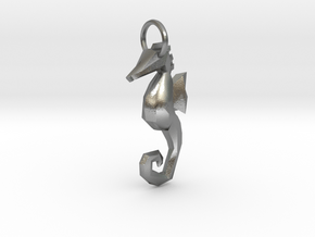 Seahorse low poly pendant in Natural Silver