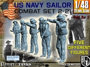 1-48 US Navy Sailors Combat SET 2-21 in Tan Fine Detail Plastic
