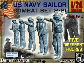 1-24 US Navy Sailors Combat SET 2-21 in White Natural Versatile Plastic