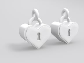 Heartlock Earrings in White Natural Versatile Plastic