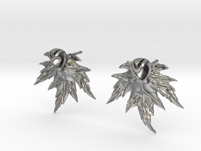 Leaf Earring Stud in Natural Silver