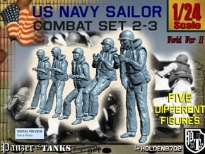 1-24 US Navy Sailors Combat SET 2-3 in White Natural Versatile Plastic