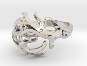 Antlers ring in Rhodium Plated Brass
