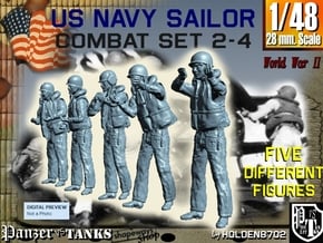 1-48 US Navy Sailors Combat SET 2-4 in Tan Fine Detail Plastic