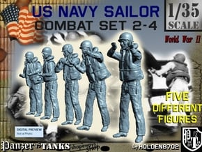 1-35 US Navy Sailors Combat SET 2-4 in Smooth Fine Detail Plastic