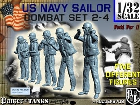 1-32 US Navy Sailors Combat SET 2-4 in Tan Fine Detail Plastic