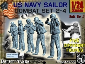 1-24 US Navy Sailors Combat SET 2-4 in White Natural Versatile Plastic