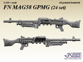 1/100 FN MAG58 GPMG (24 set) in Tan Fine Detail Plastic