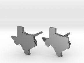 Texas State Earrings, post style in Polished Silver