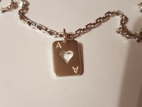 Ace of Hearts Card in Polished Silver