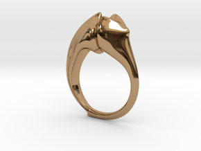Beetle Horn Ring in Polished Brass: 4 / 46.5