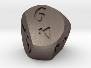 Weird D6 Rounded Dipyramid in Polished Bronzed Silver Steel