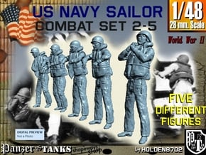 1-48 US Navy Sailors Combat SET 2-5 in Tan Fine Detail Plastic