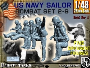 1-48 US Navy Sailors Combat SET 2-6 in Tan Fine Detail Plastic