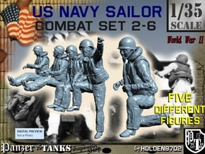 1-35 US Navy Sailors Combat SET 2-6 in Tan Fine Detail Plastic