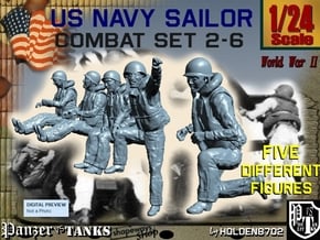 1-24 US Navy Sailors Combat SET 2-6 in White Natural Versatile Plastic