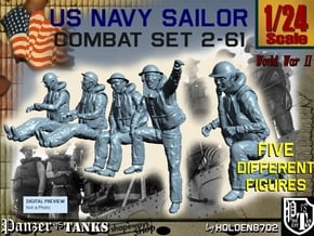 1-24 US Navy Sailors Combat SET 2-61 in White Natural Versatile Plastic