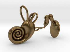 Human ear cochlea pendant in Natural Bronze