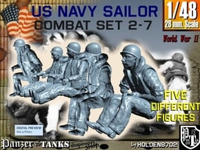 1-48 US Navy Sailors Combat SET 2-7 in Tan Fine Detail Plastic